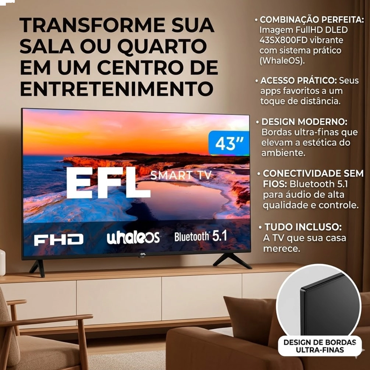 SMART TV EFL DLED 43 POLEGADAS BIVOLT FULL HD E SISTEMA ANDROID SMART TV EFL DLED 43 POLEGADAS BIVOLT FULL HD E SISTEMA ANDROID