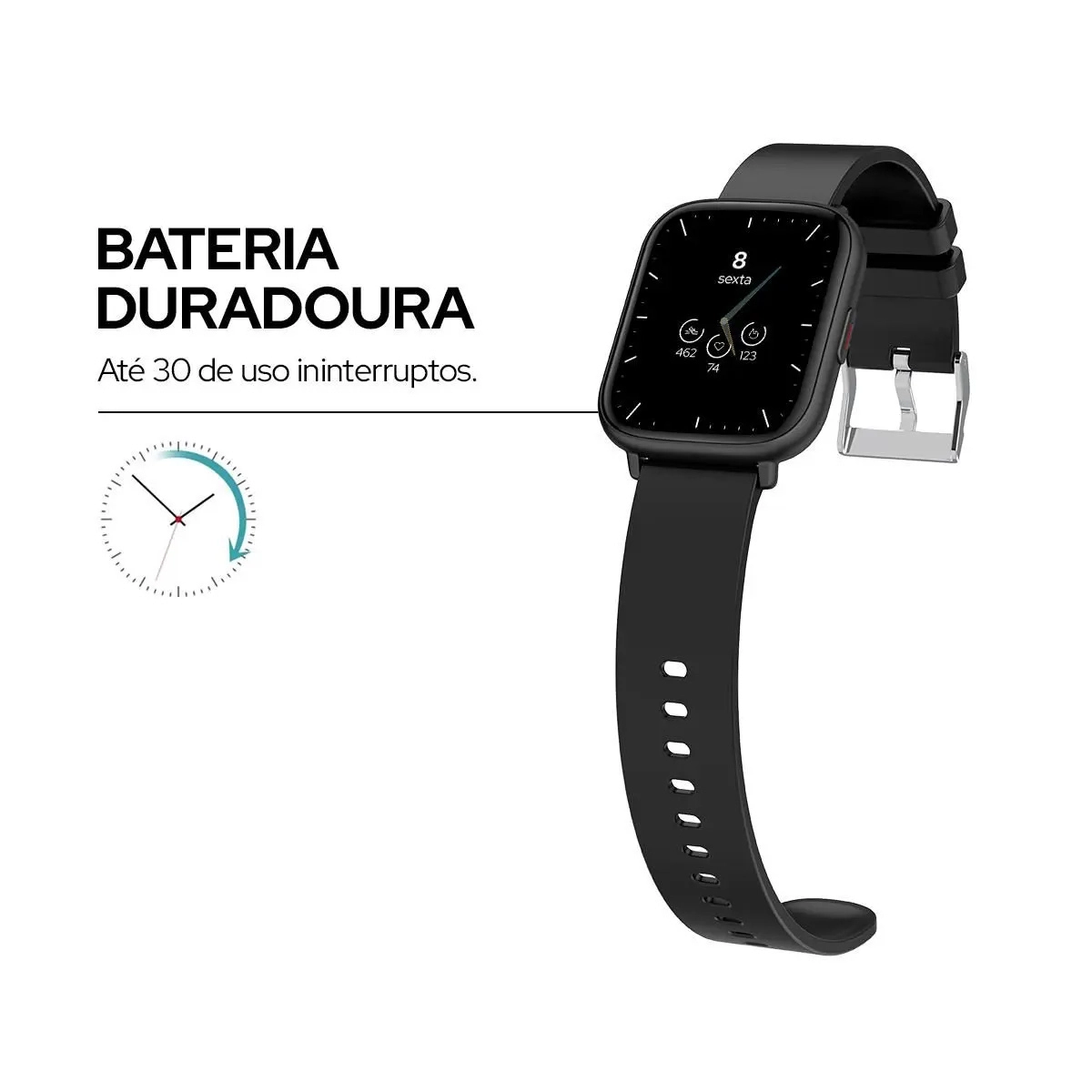 SMARTWATCH ESPORTIVO WB 45MM TELA 1,85 TRACKER 24 MODOS PRETO