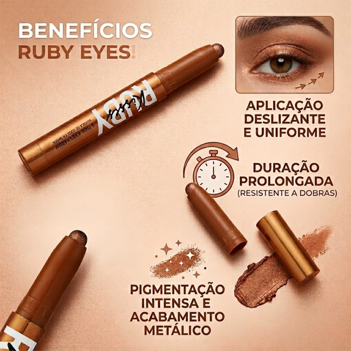 SOMBRA PARA OLHOS EM BARRA RUBY KISSES STICK EYESHADOW COR BRONZE SOMBRA PARA OLHOS EM BARRA RUBY KISSES STICK EYESHADOW COR BRONZE