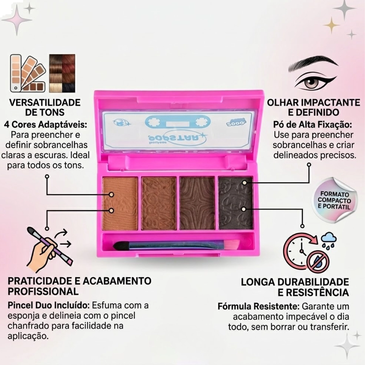 SOMBRA PARA SOBRANCELHAS RUBY ROSE POPSTAR BROW MIX HB E2510 SOMBRA PARA SOBRANCELHAS RUBY ROSE POPSTAR BROW MIX HB E2510