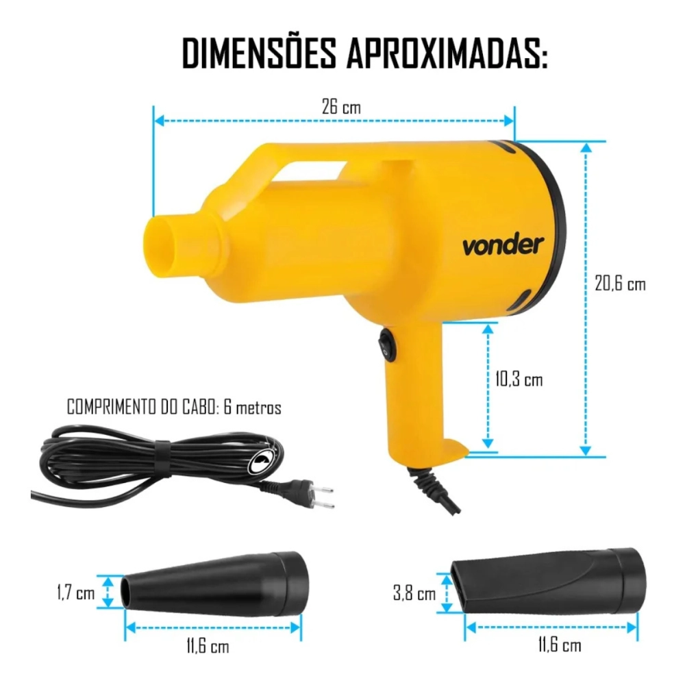 SOPRADOR AUTOMOTIVO 127V PROFISSIONAL 1200W VONDER AMARELO