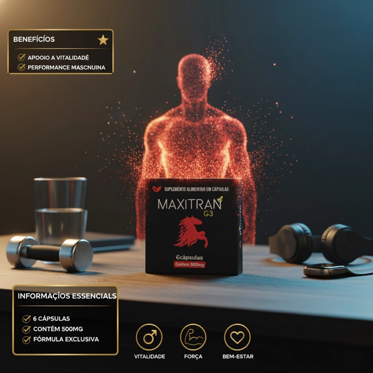 SUPLEMENTO MAXITRAN G3 500MG COM 6 CAPSULAS MUWIZ