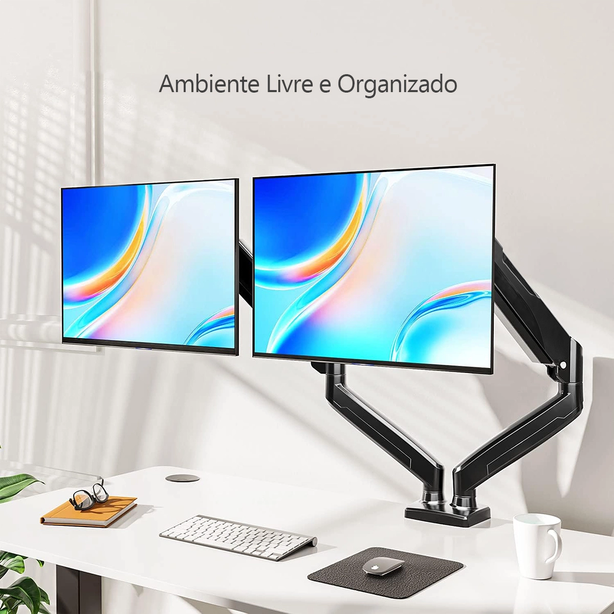 SUPORTE DE MESA ARTICULADO PARA MONITORES COM PISTÃO A GÁS