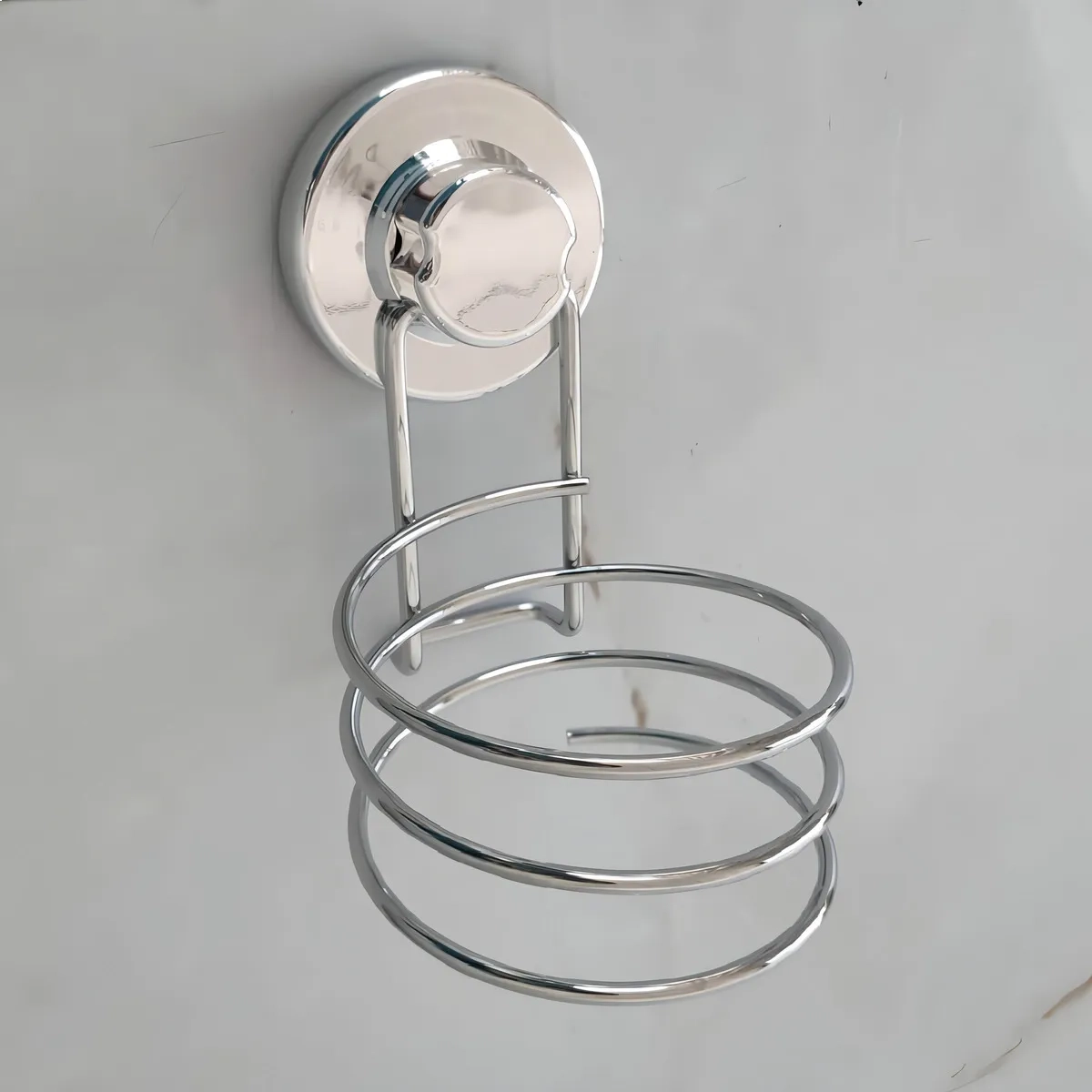 SUPORTE PARA SECADOR DE CABELO COM VENTOSA ABS AÇO CROMADO