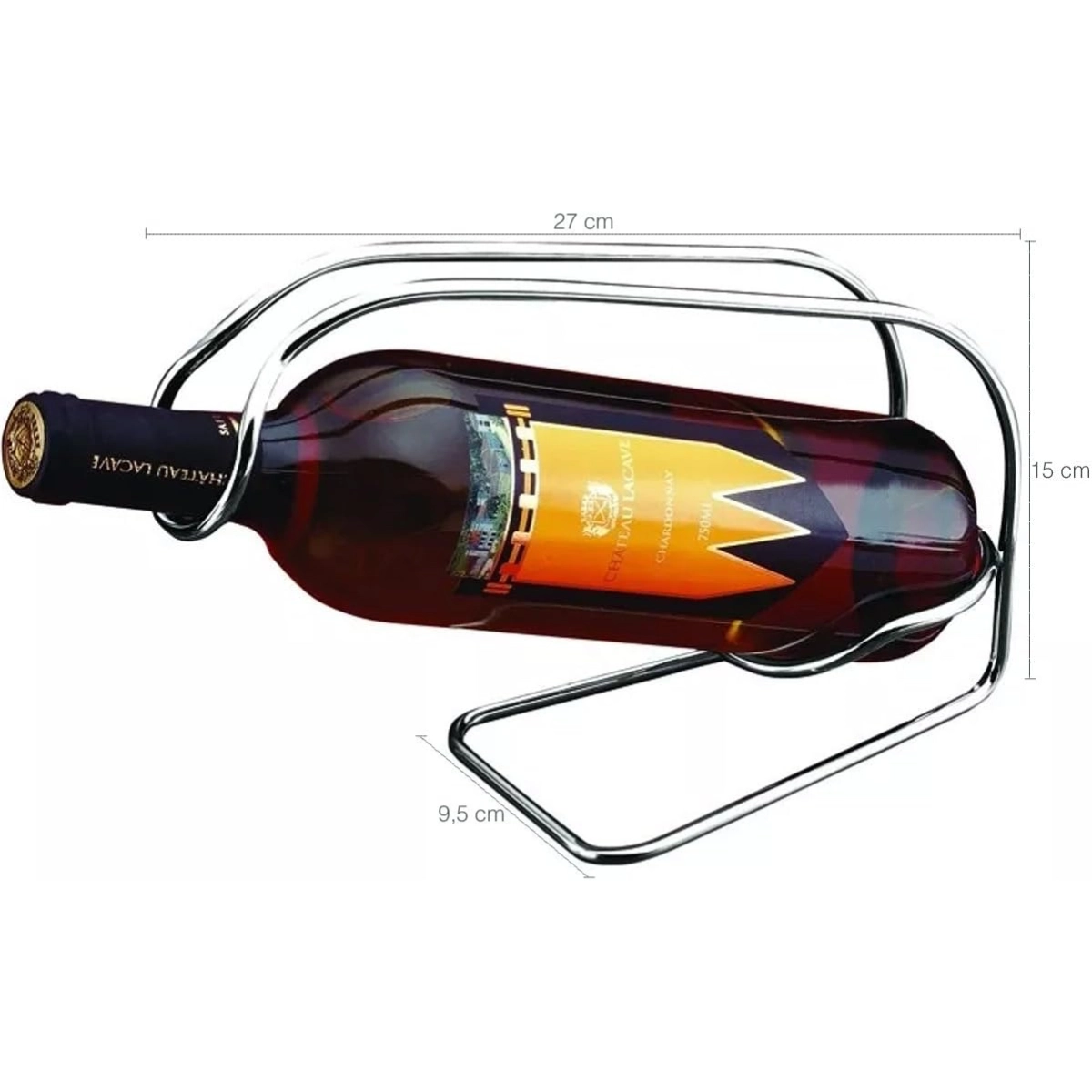 SUPORTE PORTA GARRAFA VINHO 750ML ARAMADA CROMADA SHCMITT SUPORTE PORTA GARRAFA VINHO 750ML ARAMADA CROMADA SHCMITT