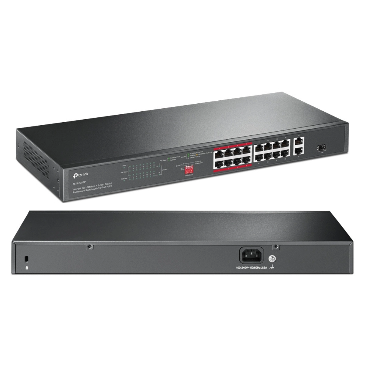 SWITCH 16 PORTAS POE TL-SL1218P COM 2 PORTAS GIGABIT +1 SPF