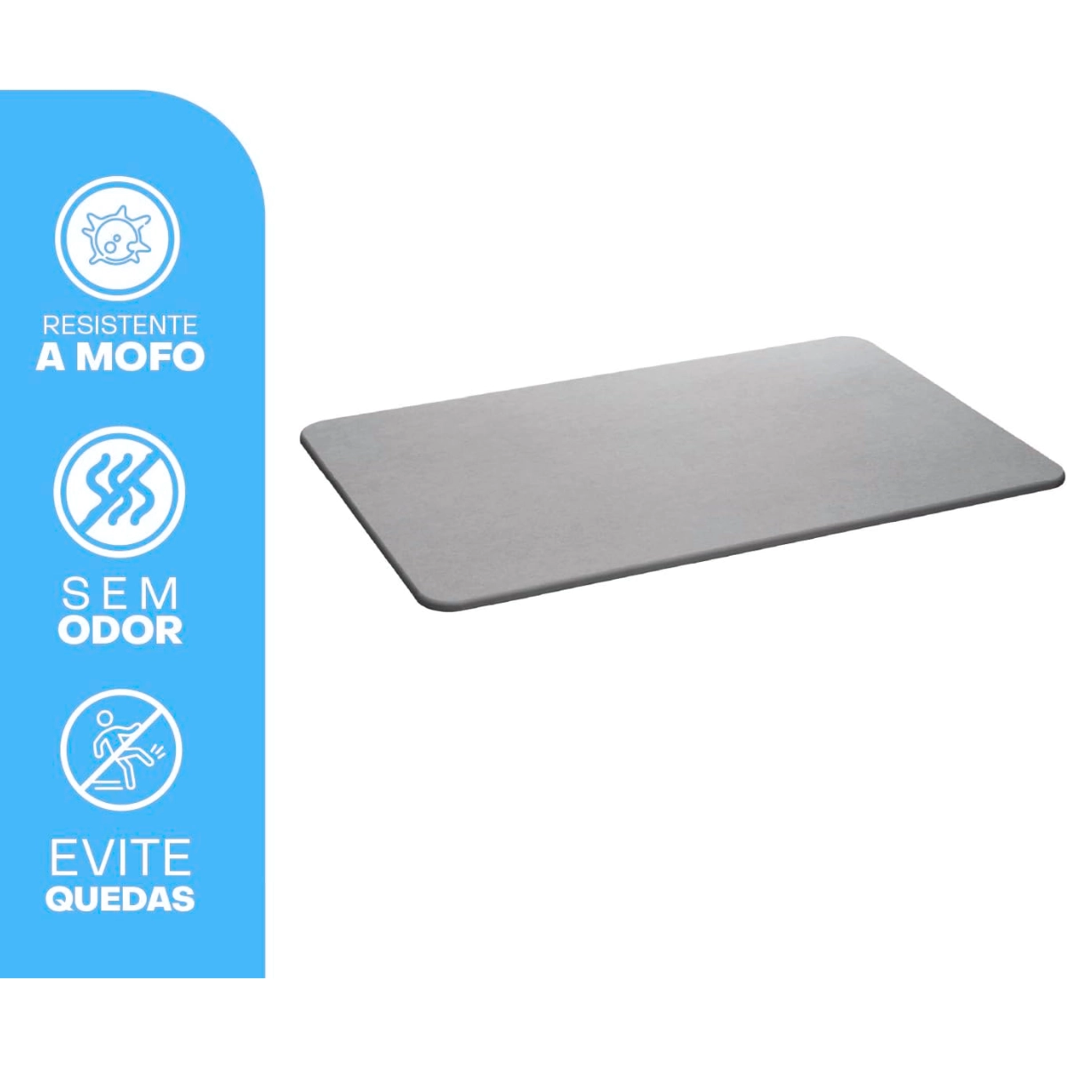 TAPETE DE PEDRA ASBSORVENTE DIATOMITA PARA BANHEIRO CINZA