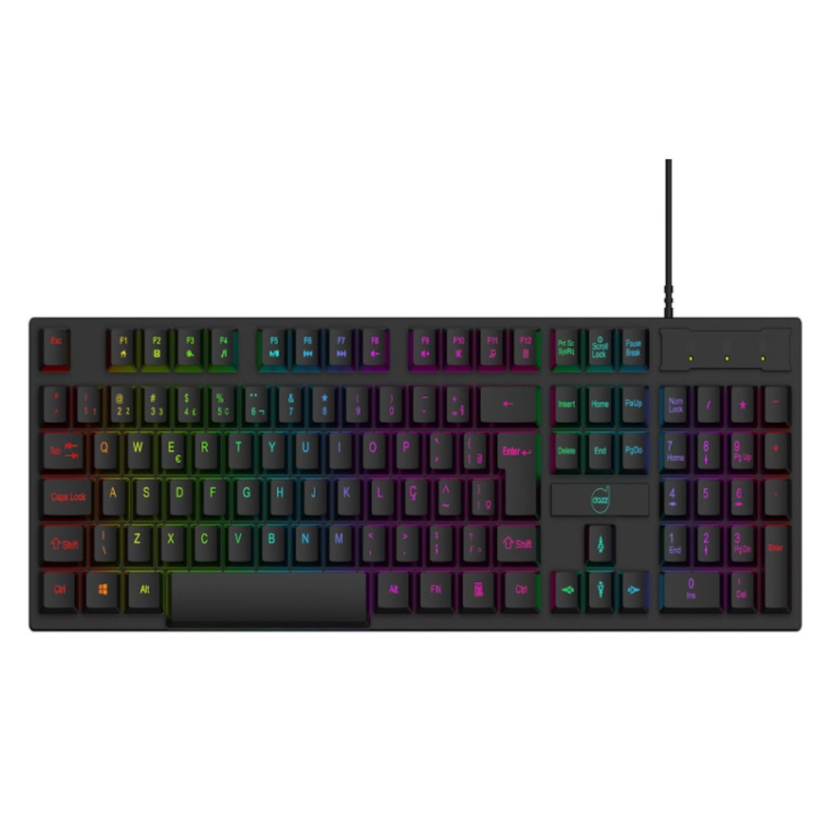 TECLADO GAMER GTE1000 RAINBOW COM FIO PRETO - DAZZ