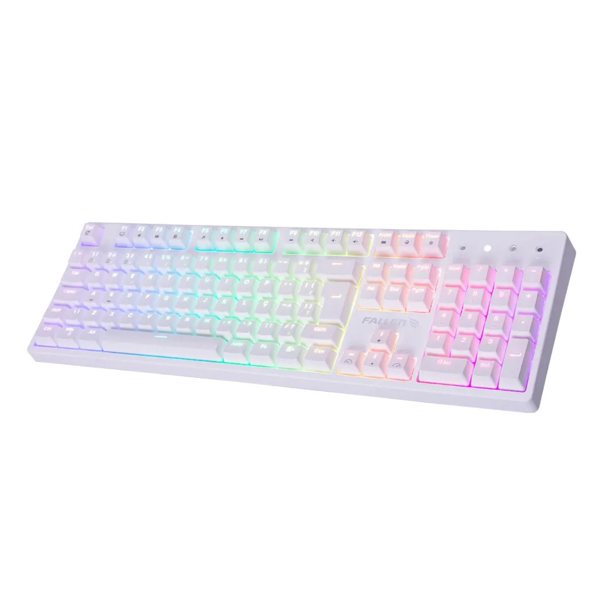 TECLADO GAMER MECÂNICO FALLEN PANTERA RGB BRANCO SWITCH AZUL DOUBLE SHOT
