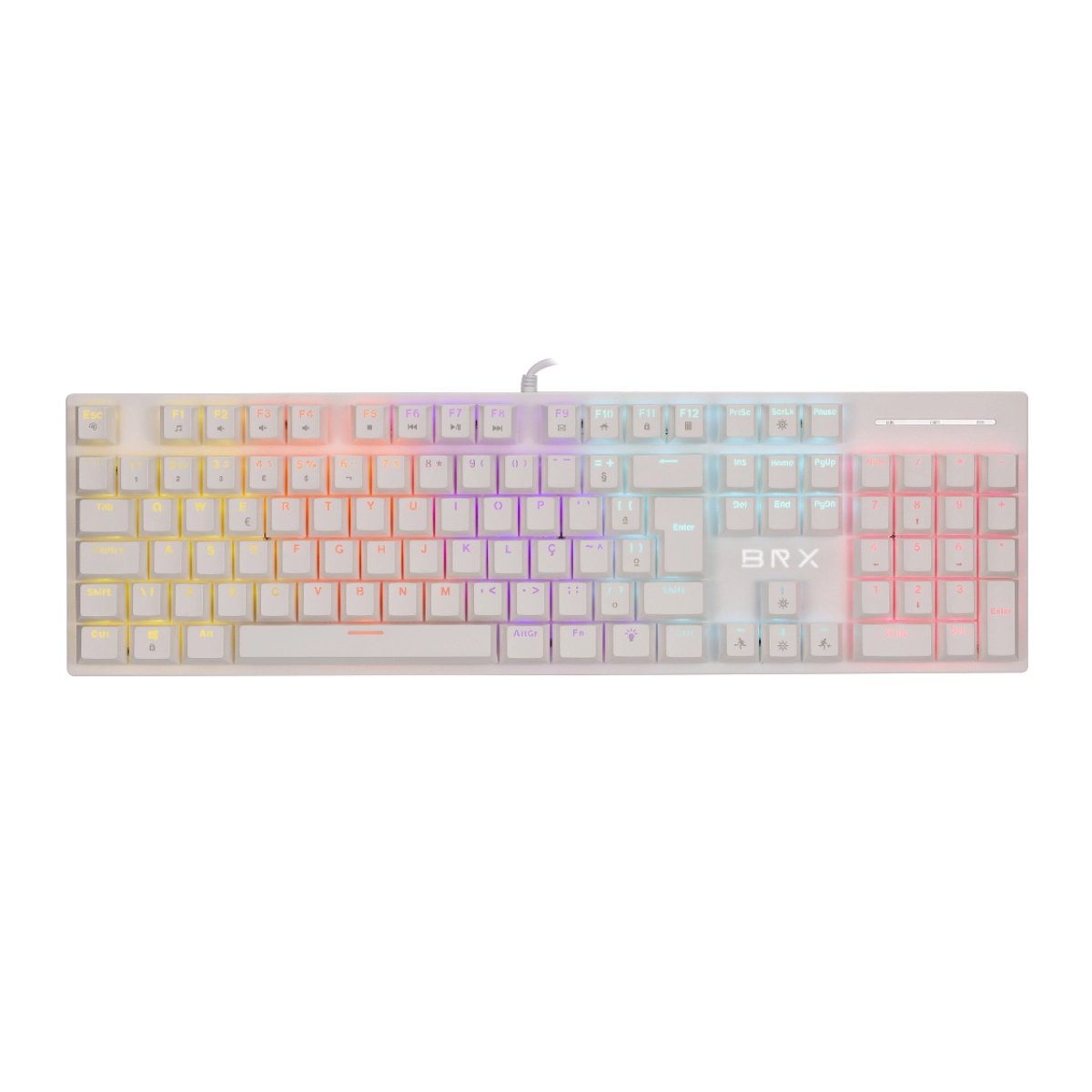 TECLADO MECÂNICO GAMER BRX RGB MW617 BRANCO
