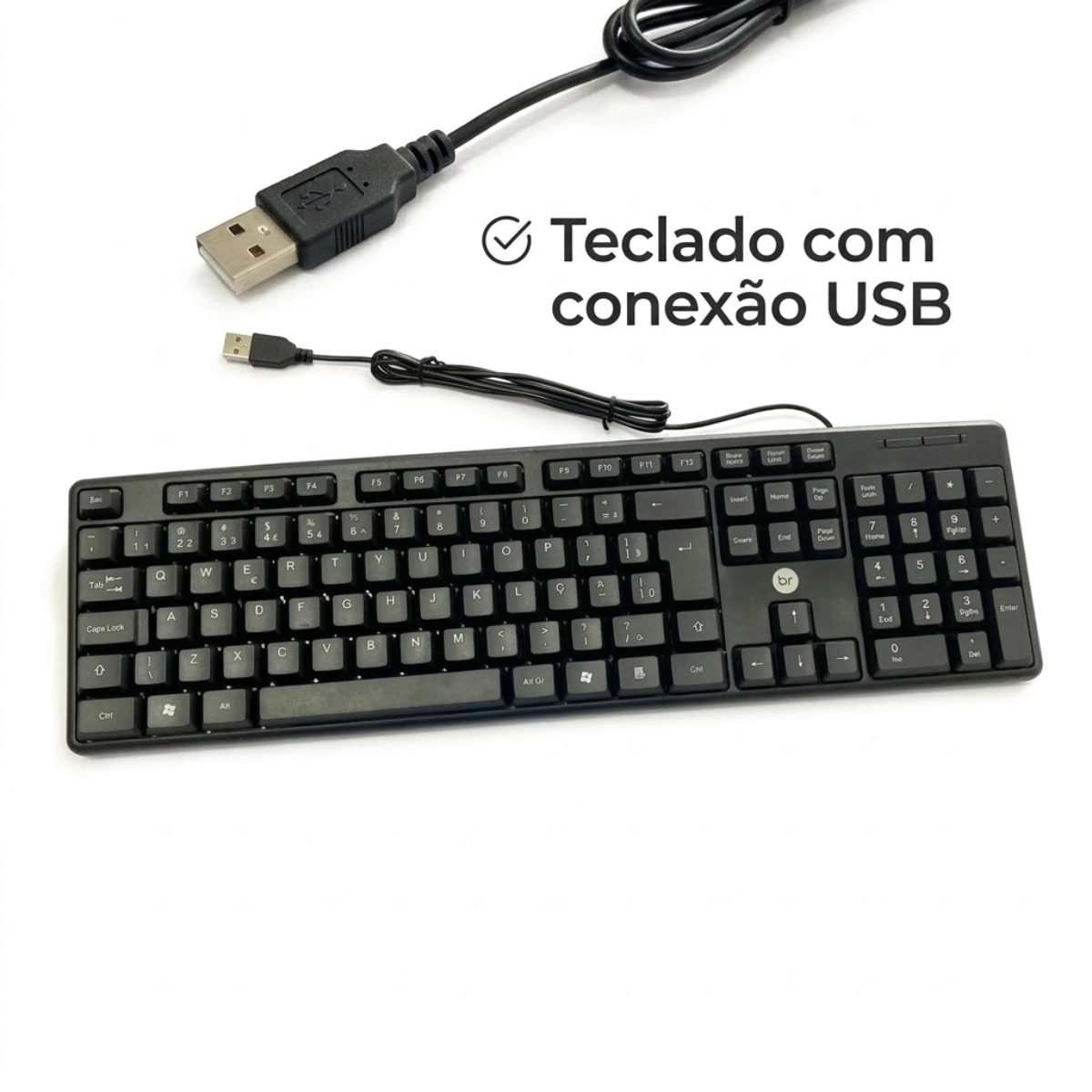 TECLADO OPTICO USB BRIGHT PORTUGUES PRETO BASICO COM FIO QWERTY