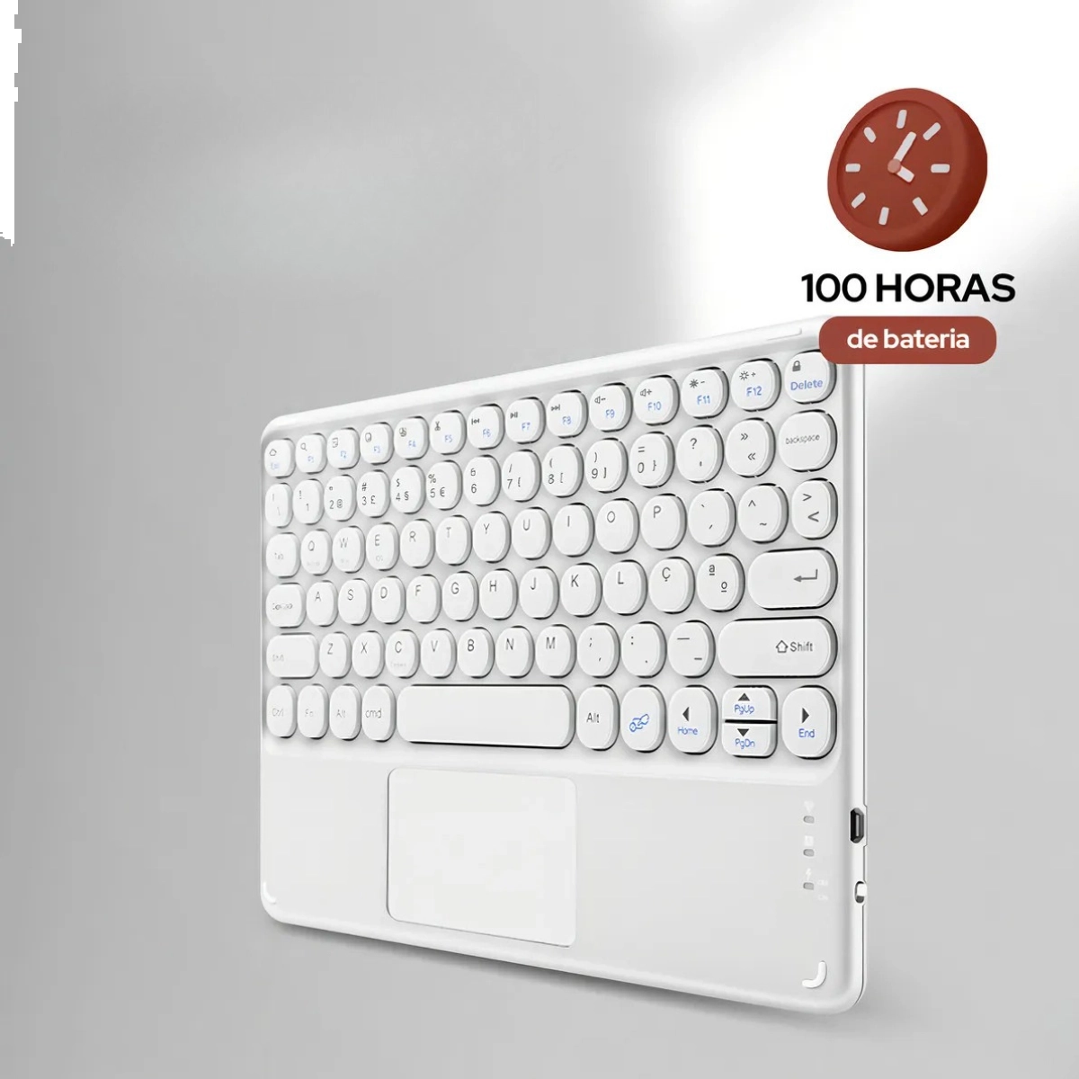 TECLADO TRACKPAD BLUETOOTH WB BRANCO TABLET IPAD E CELULAR