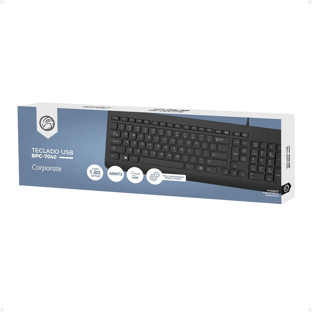 Teclado Usb Teclas de Perfil Baixo Preto Bpc 7040