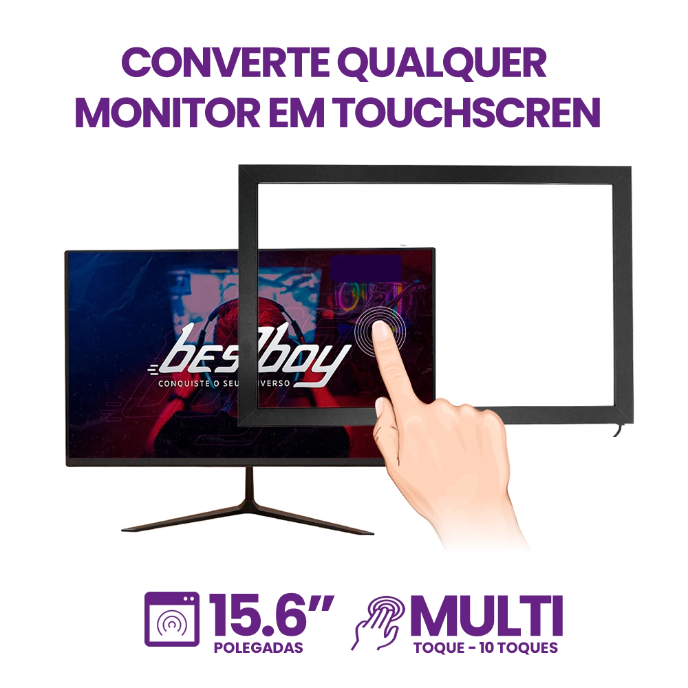 Tela Moldura Touch Screen Infravermelho 15,6&quot; 16:9 10 Toques