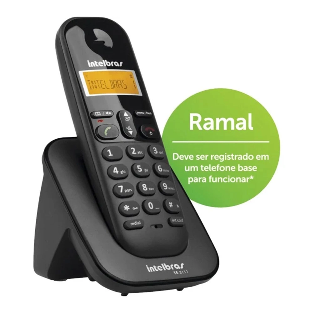 TELEFONE RAMAL SEM FIO DIGITAL INTELBRAS PRETO TS3111
