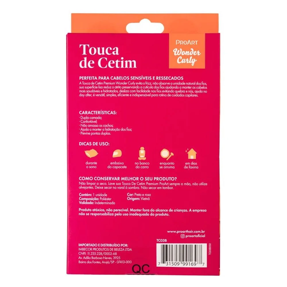 TOUCA DE CETIM PROART DUPLA CAMADA TAMANHO GG PRETA