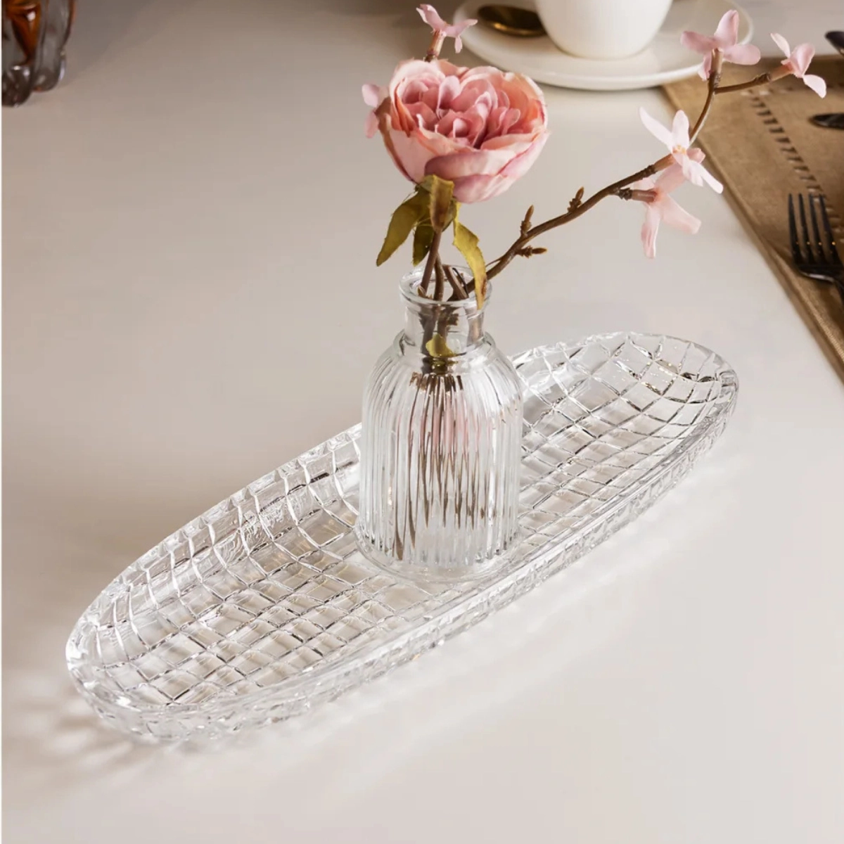 TRAVESSA DE VIDRO SOFISTICADA QUADRIX LYOR 30 X 10,X 2,5