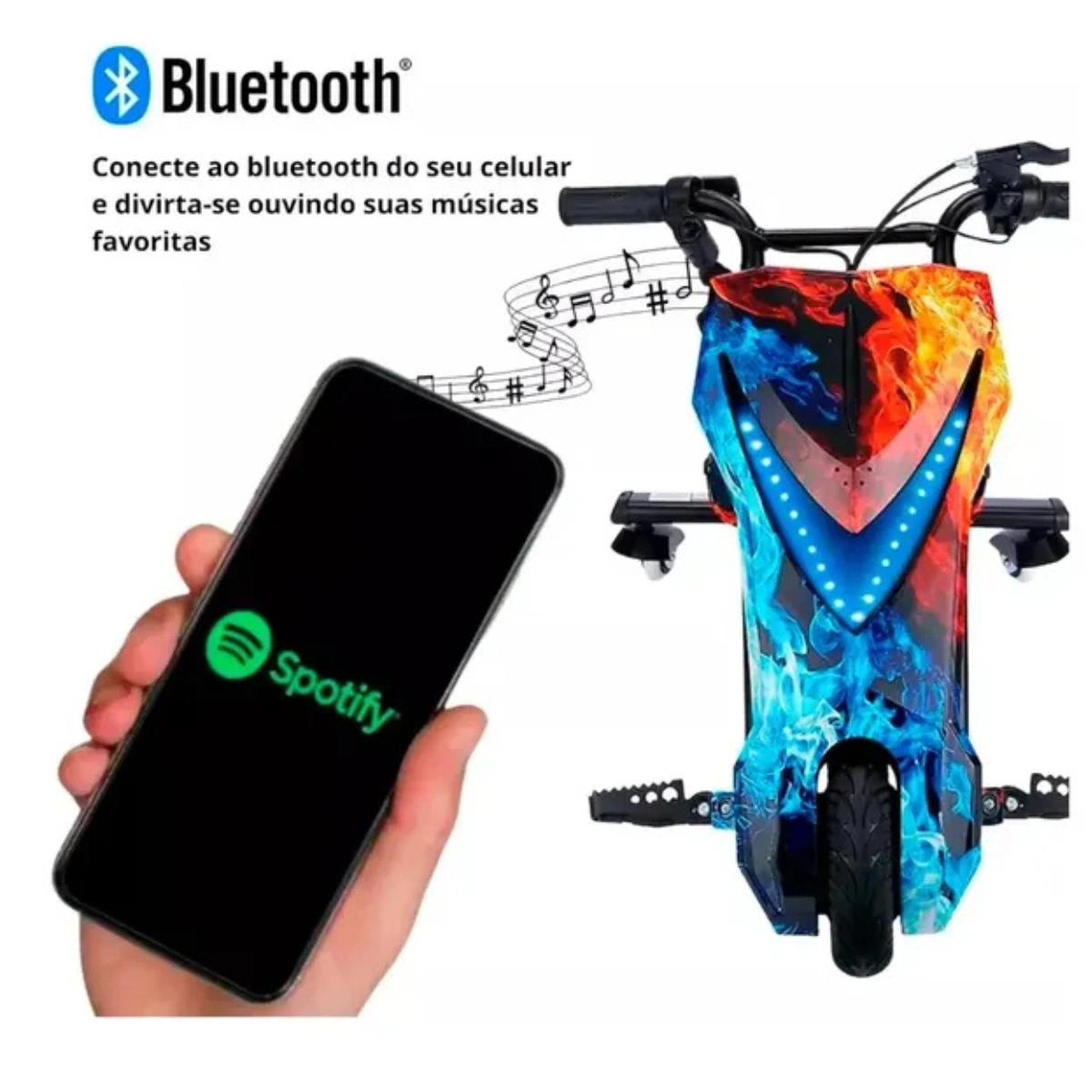 TRICICLO ELETRICO DRIFT INFANTIL IMPORTWAY 250W AZUL COM 3 VELOCIDADES COM LUZ DE LED