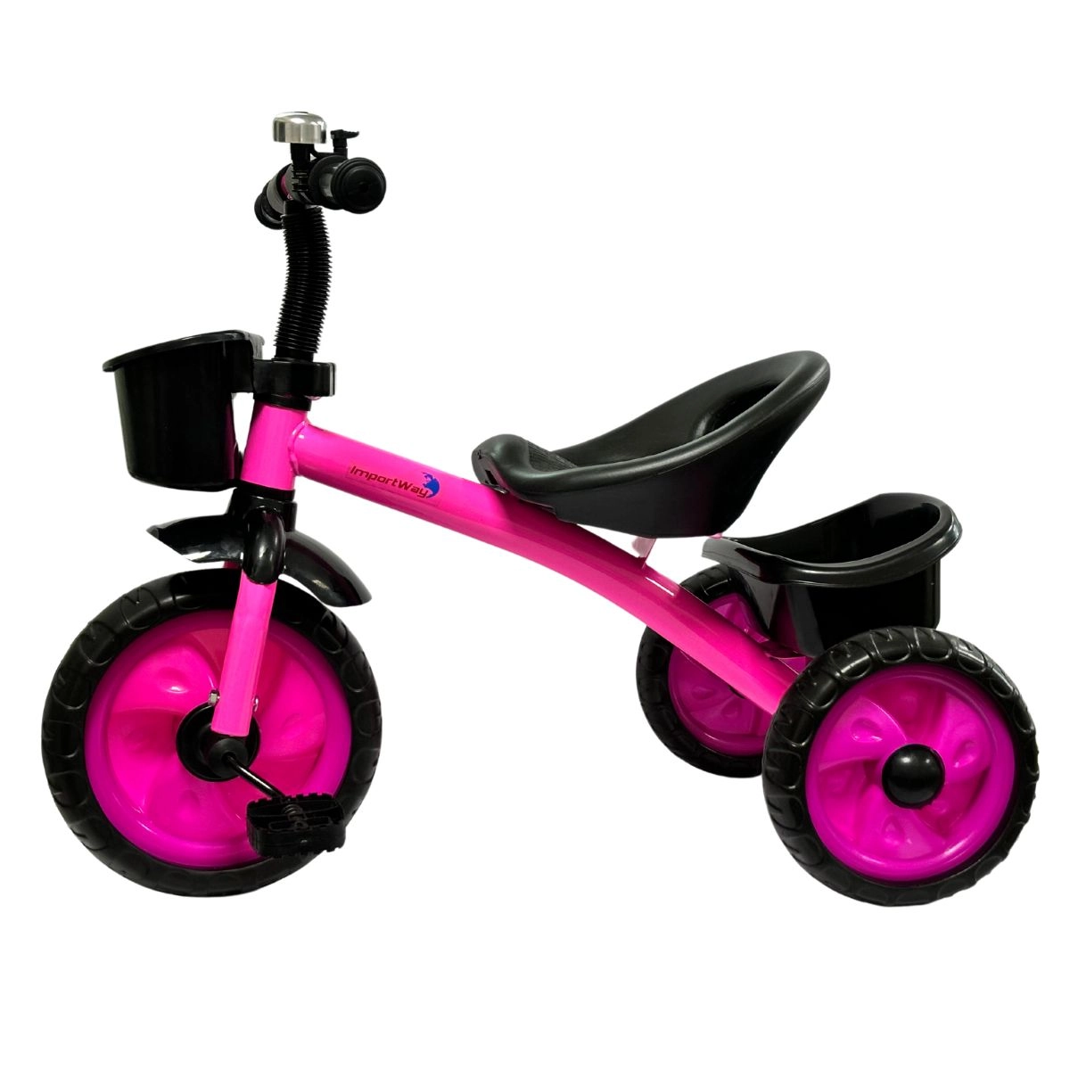TRICICLO INFANTIL COM PEDAL PRETO E ROSA - IMPORTWAY