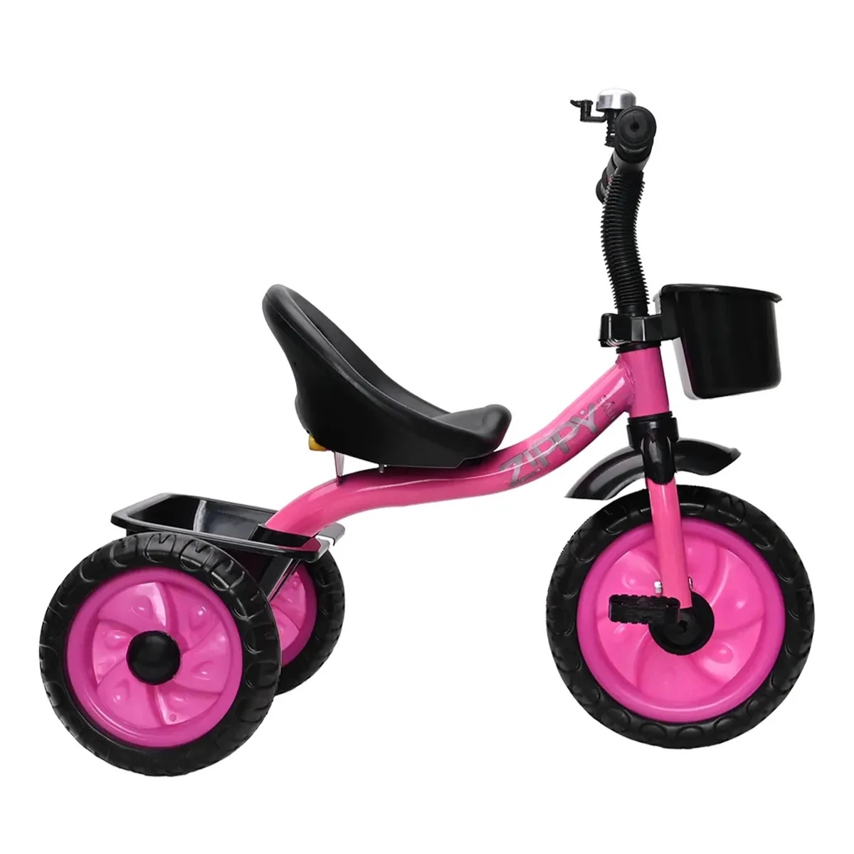 TRICICLO ROSA INFANTIL COM CESTINHA BUZINA E PEDAL ZIPPY TOYS