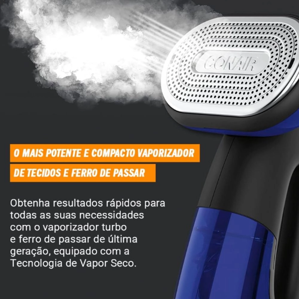 Vaporizador de Roupas, 2 em 1, Ferro de Passar, 2000W, Turbo ExtremeSteam, 127V - Azul e Preto Vaporizador de Roupas, 2 em 1, Ferro de Passar, 2000W, Turbo ExtremeSteam, 127V - Azul e Preto