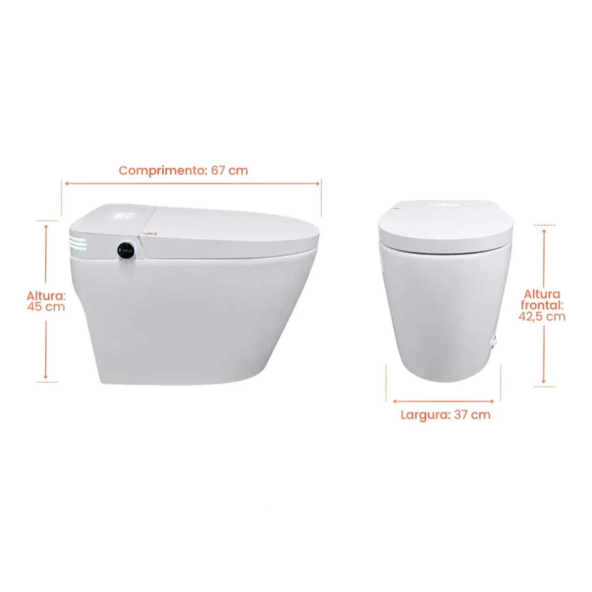 VASO SANITÁRIO SMART INTELIGENTE DIGITAL LED MULTIFUNÇÕES COM CONTROLE