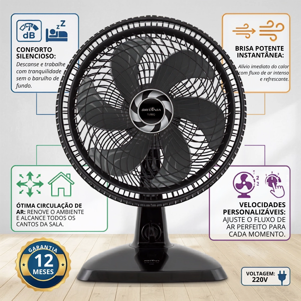 VENTILADOR BRITANIA SUPER TURBO 40CM BVT405 150W 220V VENTILADOR BRITANIA SUPER TURBO 40CM BVT405 150W 220V