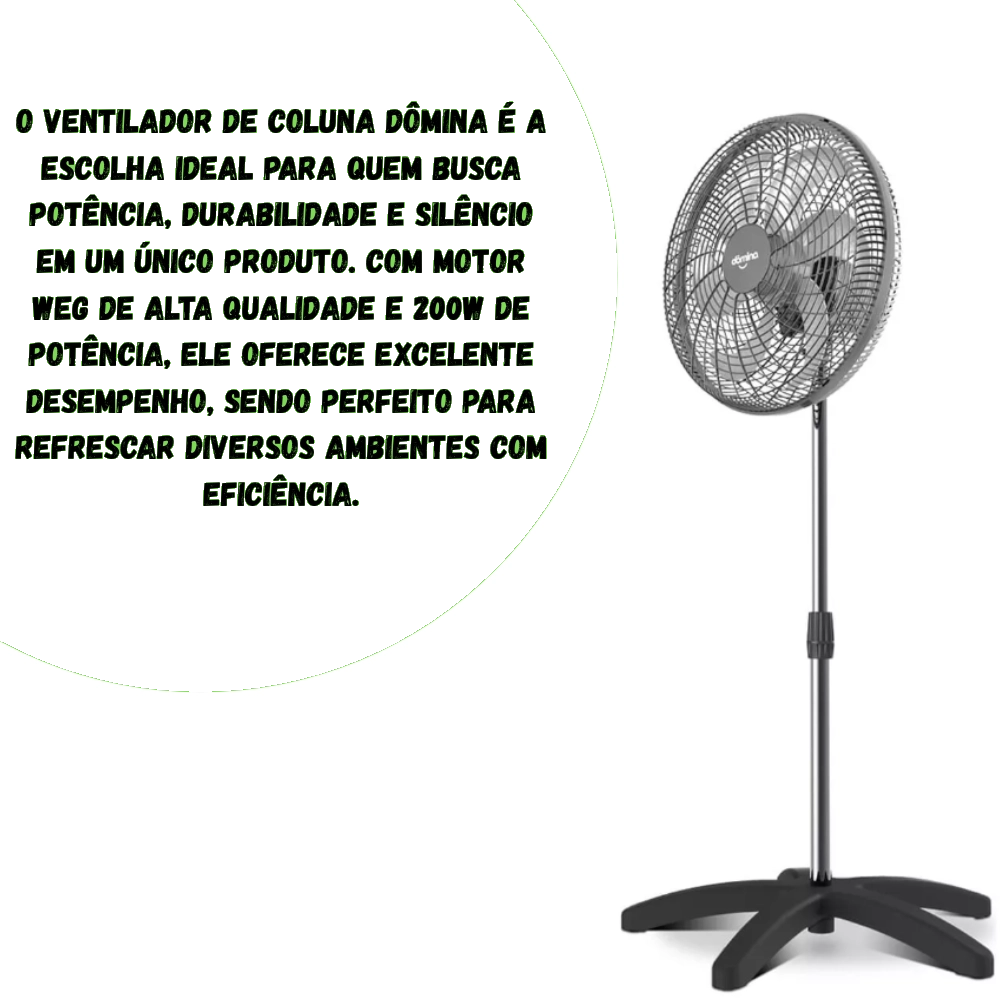 Ventilador de Coluna Dômina Turbo 60cm Motor WEG 250W - Prata Bivolt