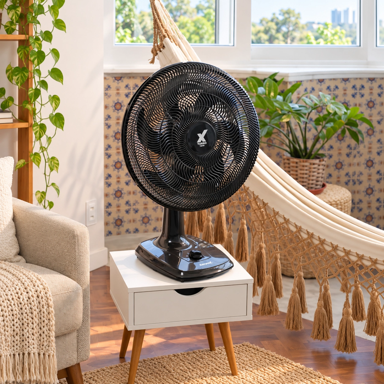 VENTILADOR DE MESA AMVOX TURBO 50CM 6 PÁS 130W 3 VELOCIDADES 127V PRETO VENTILADOR DE MESA AMVOX TURBO 50CM 6 PÁS 130W 3 VELOCIDADES 127V PRETO