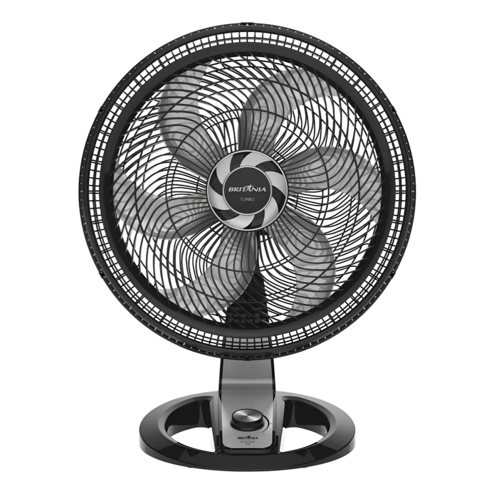 VENTILADOR DE MESA BRITANIA TURBO BVT510P 127V PRETO COM PÁS CINZA