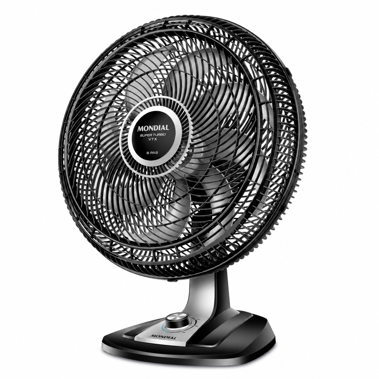 VENTILADOR DE MESA MONDIAL SUPER TURBO 50CM 8 PÁS 150W 3 VELOCIDADES PRETO 127V VTX-50-8P
