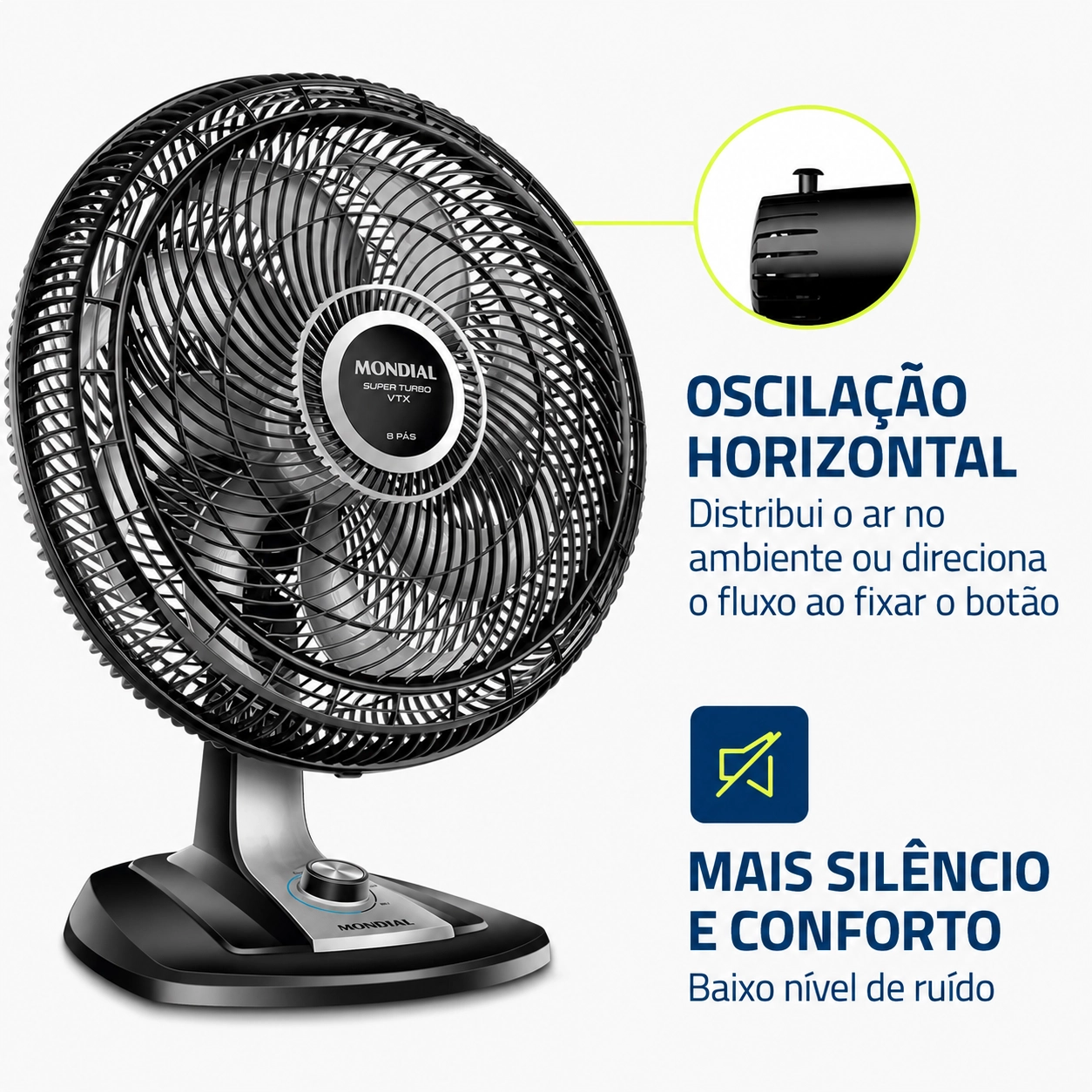 VENTILADOR DE MESA MONDIAL SUPER TURBO 50CM 8 PÁS 150W 3 VELOCIDADES PRETO 220V VTX-50-8P VENTILADOR DE MESA MONDIAL SUPER TURBO 50CM 8 PÁS 150W 3 VELOCIDADES PRETO 220V VTX-50-8P