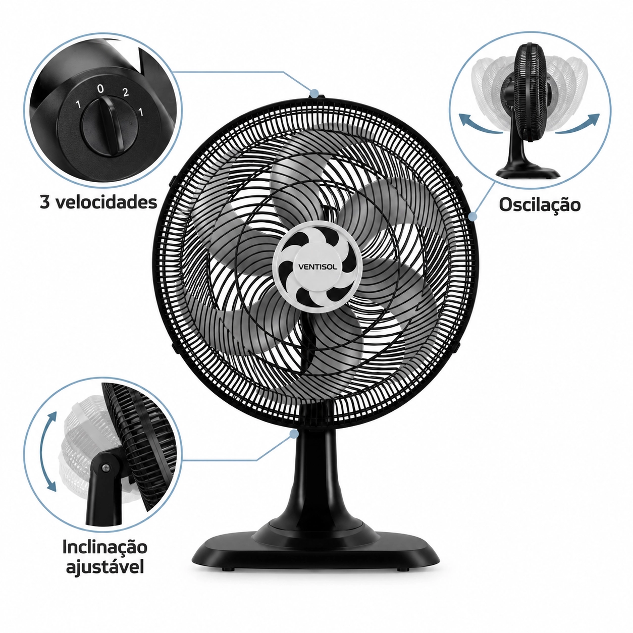VENTILADOR DE MESA TURBO 40CM 6 PÁS OSCILANTE 127V PRETO PREMIUM VENTILADOR DE MESA TURBO 40CM 6 PÁS OSCILANTE 127V PRETO PREMIUM