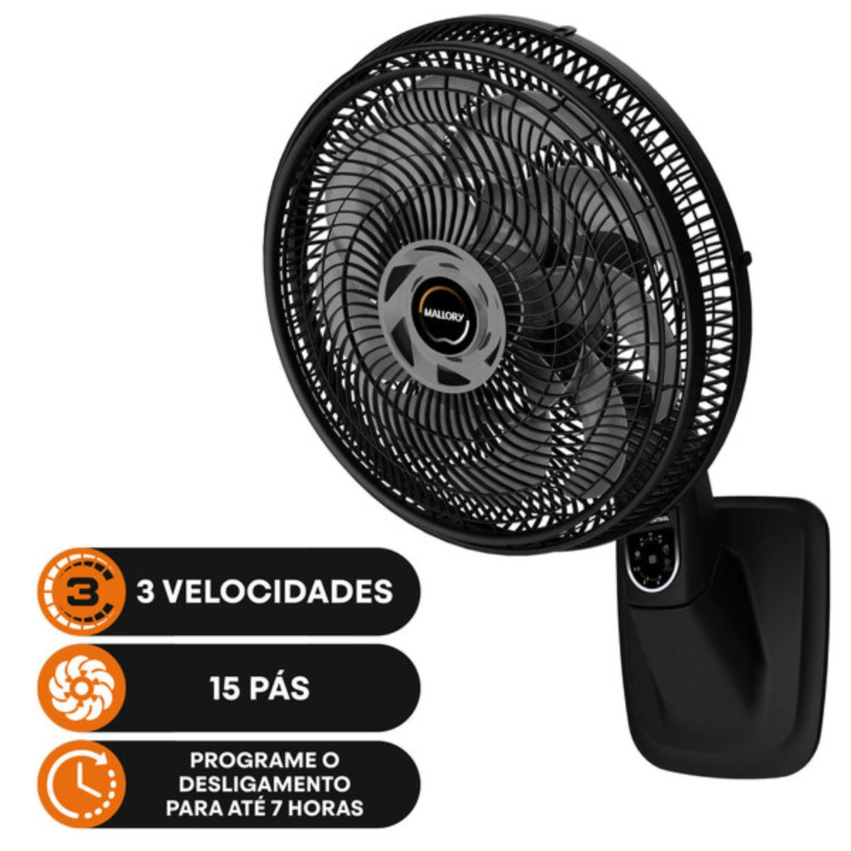 VENTILADOR DE PAREDE MALLORY SMART CONTROL 140W 3 VELOCIDADES 127V 40CM VENTILADOR DE PAREDE MALLORY SMART CONTROL 140W 3 VELOCIDADES 127V 40CM
