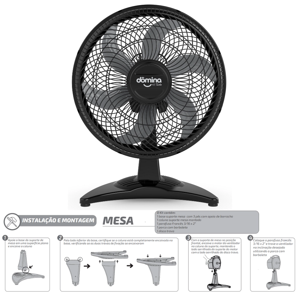 Ventilador Domina Oscilante Mesa 43 Cm 127 V Titanium