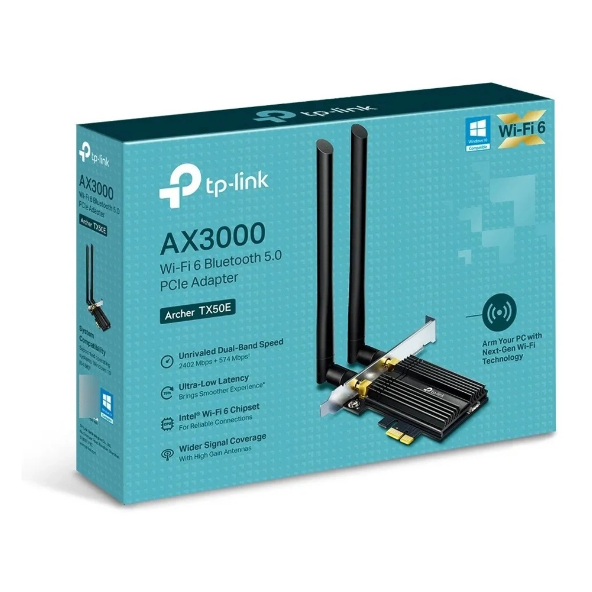 ADAPTADOR TP-LINK ARCHER TX50E AX3000 PCIE WI-FI 6 BLUETOOTH DUAL BAND