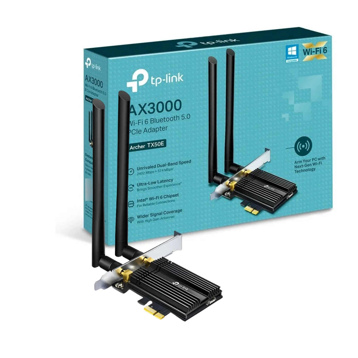 ADAPTADOR TP-LINK ARCHER TX50E AX3000 PCIE WI-FI 6 BLUETOOTH DUAL BAND