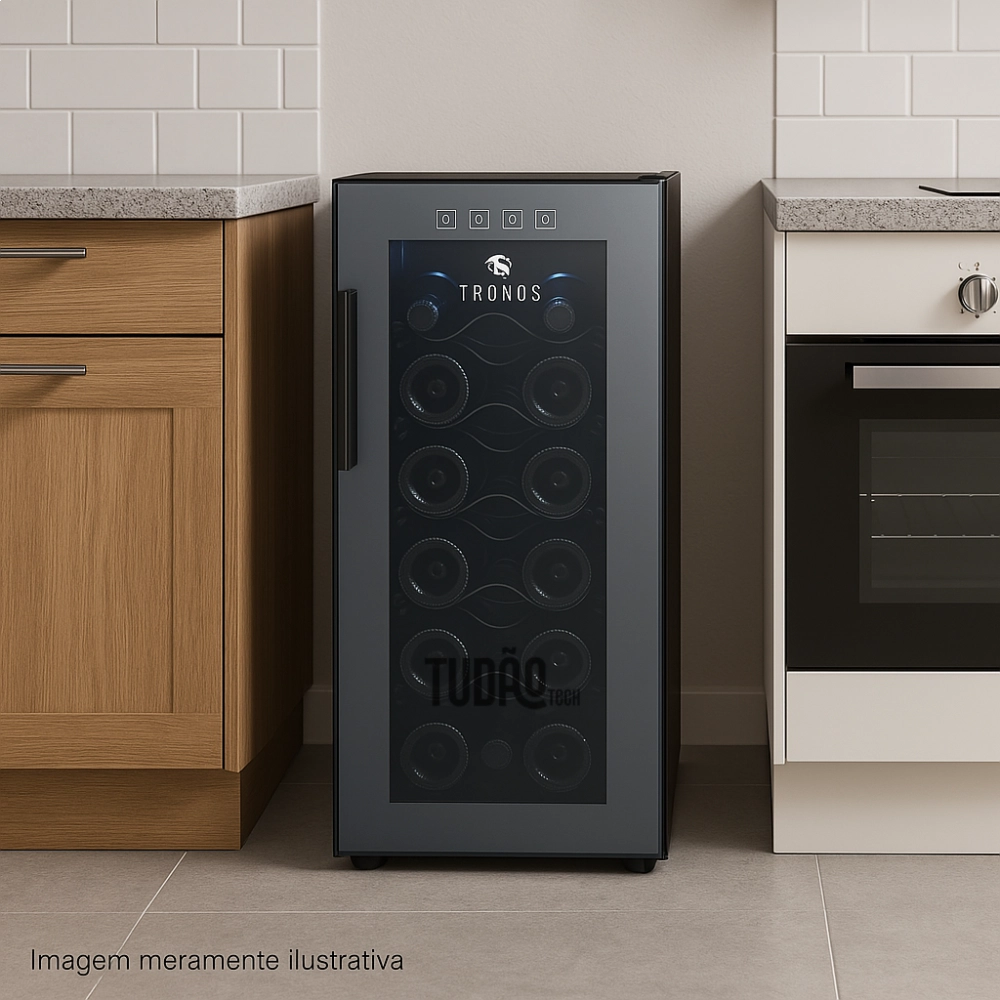 Adega De Vinho Climatizada 12 Garrafas com Painel Touch - Tronos 