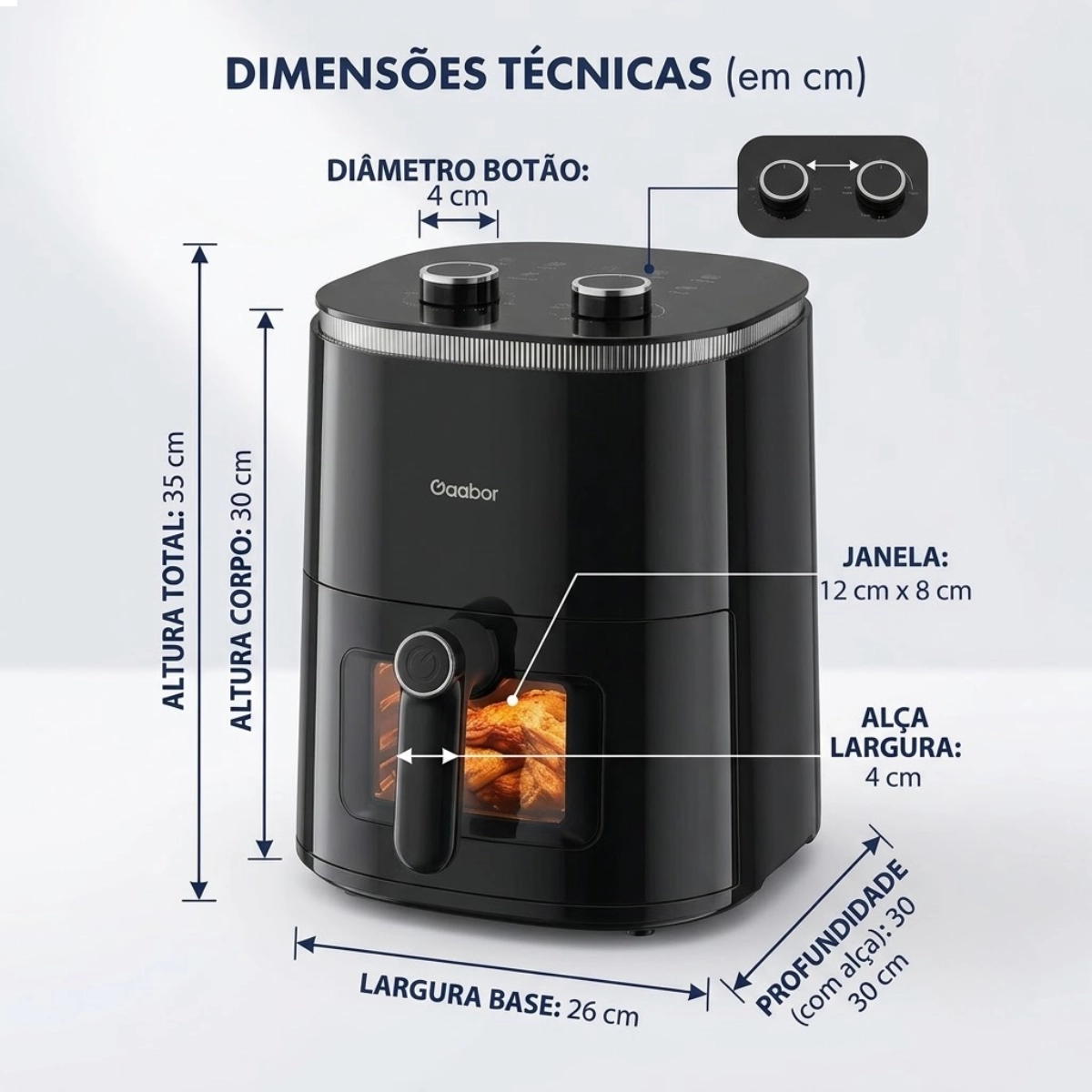 Air Fryer Duo Analogica 4,2 Litros Gaabor Af-45m02as Preto 127v Air Fryer Duo Analogica 4,2 Litros Gaabor Af-45m02as Preto 127v