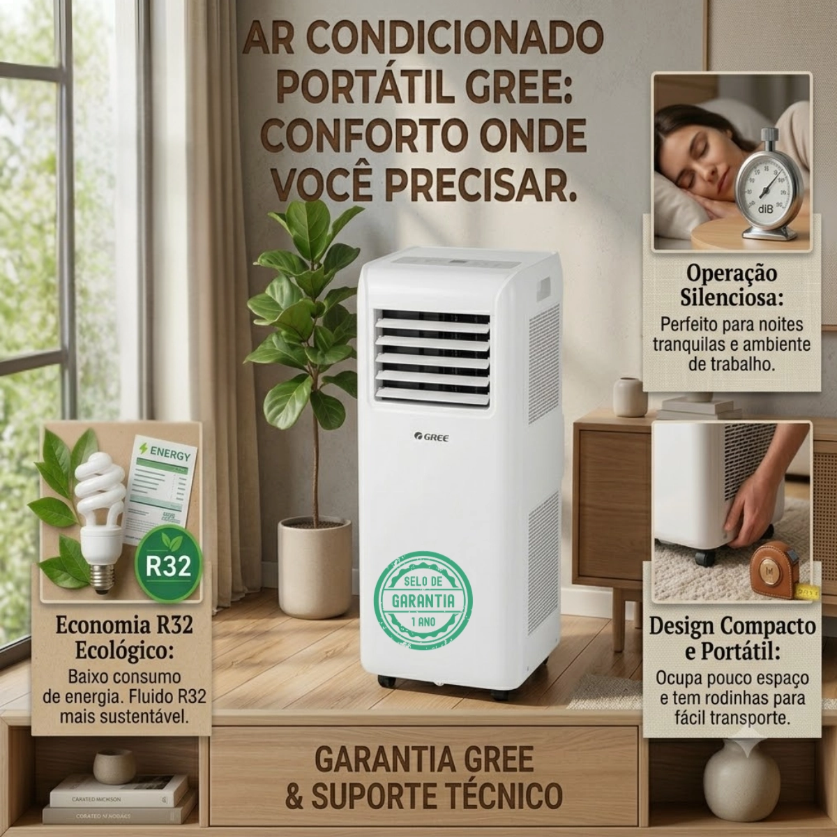 AR CONDICIONADO PORTÁTIL GREE 10000BTUS R32 FRIO 127V COM CONTROLE AR CONDICIONADO PORTÁTIL GREE 10000BTUS R32 FRIO 127V COM CONTROLE