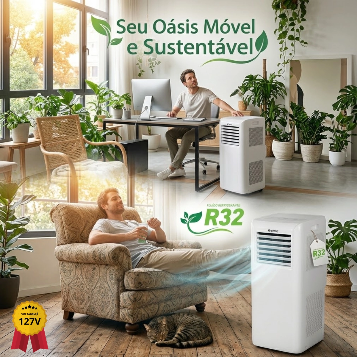 AR CONDICIONADO PORTÁTIL GREE 10000BTUS R32 FRIO 127V COM CONTROLE AR CONDICIONADO PORTÁTIL GREE 10000BTUS R32 FRIO 127V COM CONTROLE