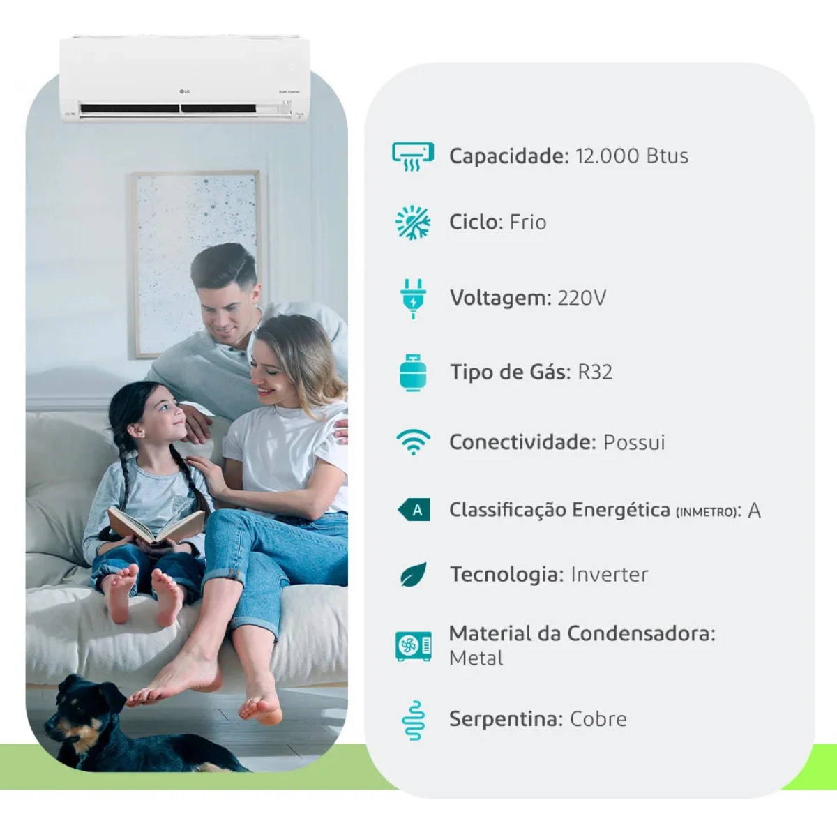 AR CONDICIONADO SPLIT LG DUAL VOICE 12000 BTUS FRIO 220V WIFI AR CONDICIONADO SPLIT LG DUAL VOICE 12000 BTUS FRIO 220V WIFI