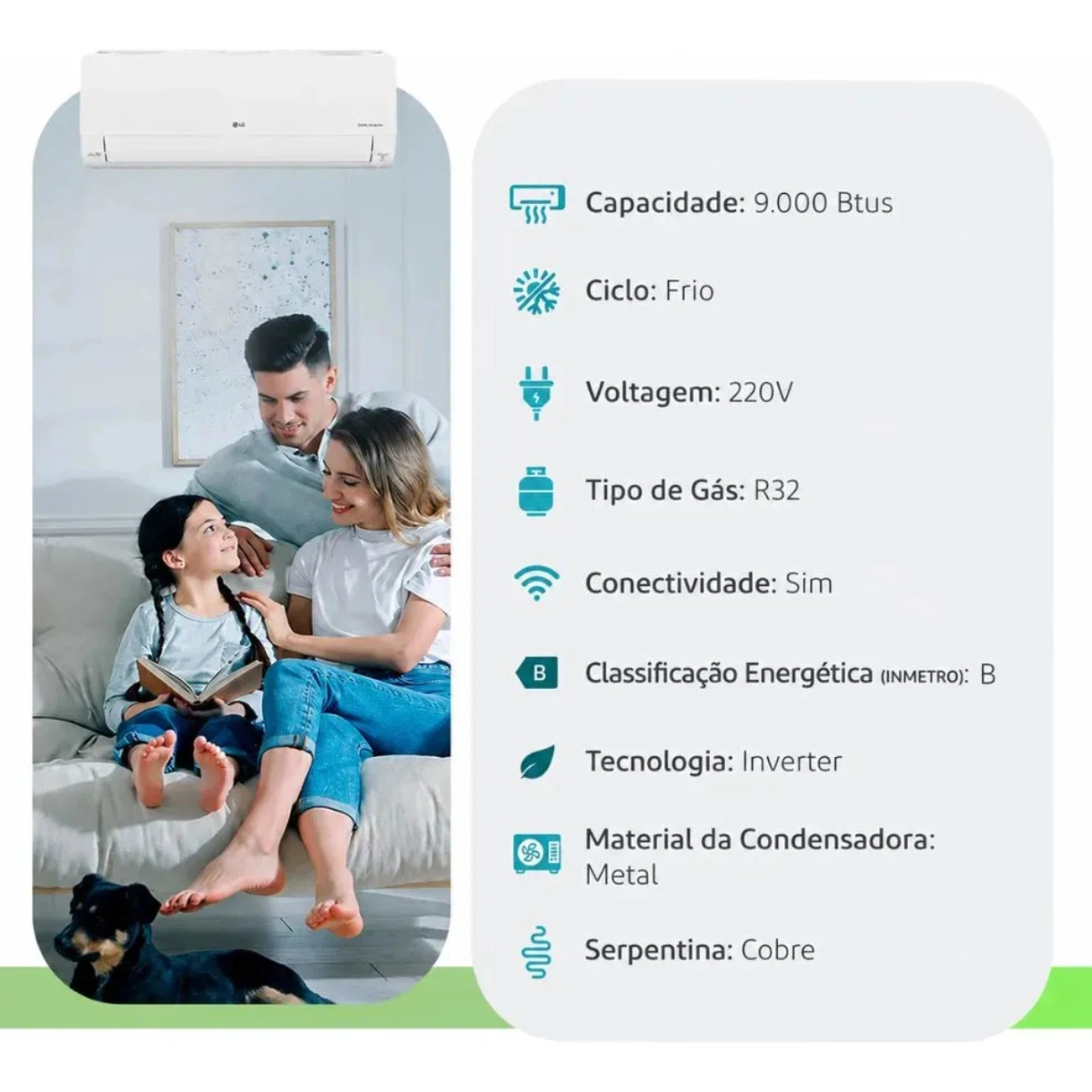AR CONDICIONADO SPLIT LG DUAL VOICE 9000 BTUS FRIO 220V WIFI AR CONDICIONADO SPLIT LG DUAL VOICE 9000 BTUS FRIO 220V WIFI