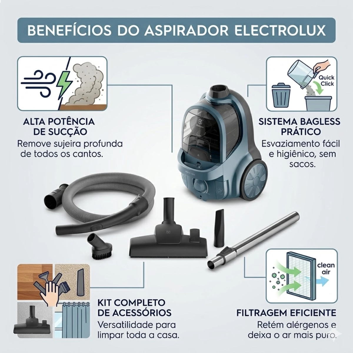 ASPIRADOR DE PÓ SEM SACO ELECTROLUX 1600W EASE TECNOLOGIA CYCLONIC POWER 127V ASPIRADOR DE PÓ SEM SACO ELECTROLUX 1600W EASE TECNOLOGIA CYCLONIC POWER 127V