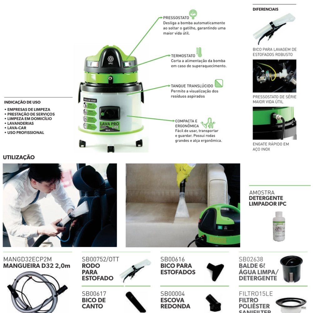 Aspirador extrator Tambor IPC Lava Pro 27L 220V
