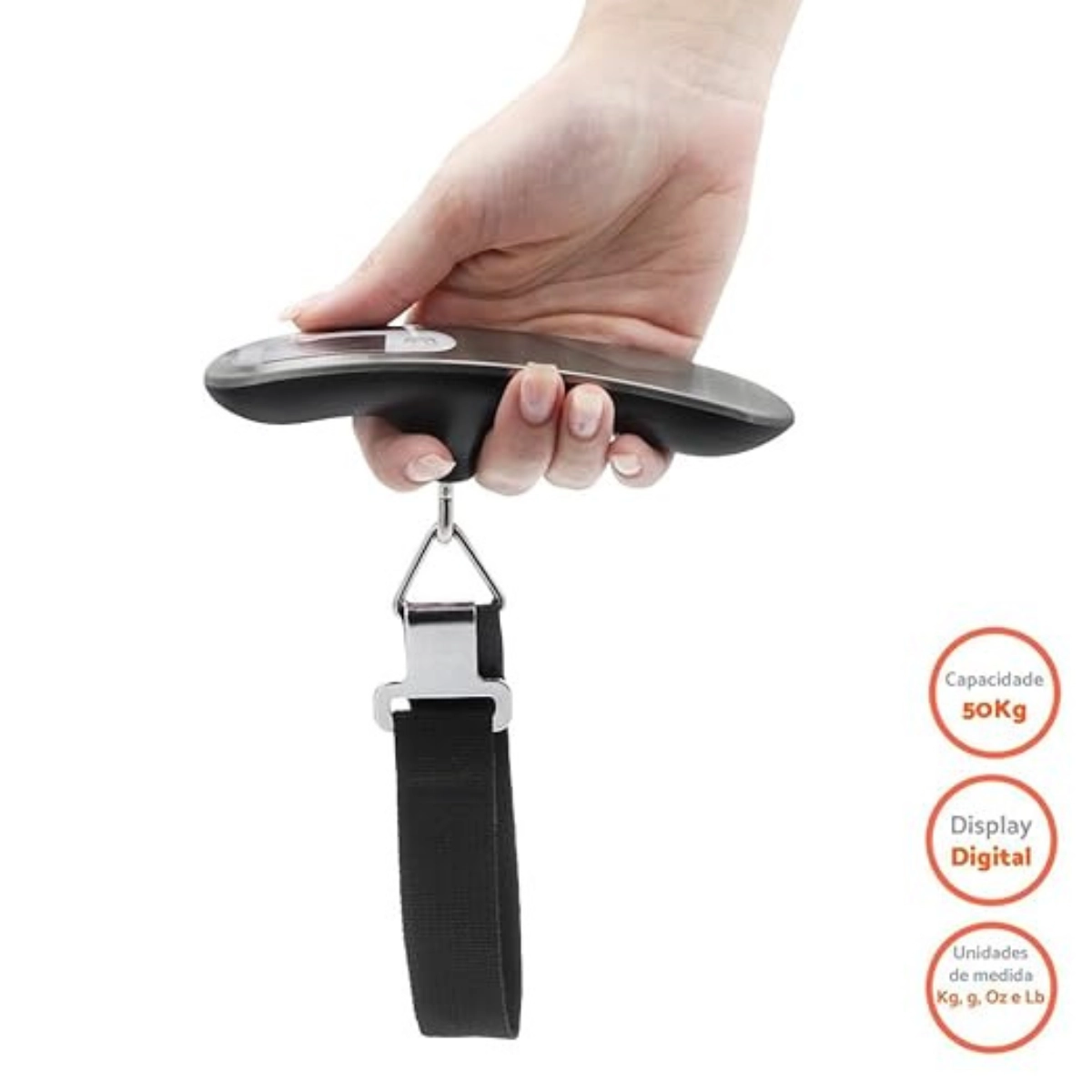 BALANCA DIGITAL PORTATIL DE VIAGEM GEONAV 50KG PRETA E PRATA BALANCA DIGITAL PORTATIL DE VIAGEM GEONAV 50KG PRETA E PRATA