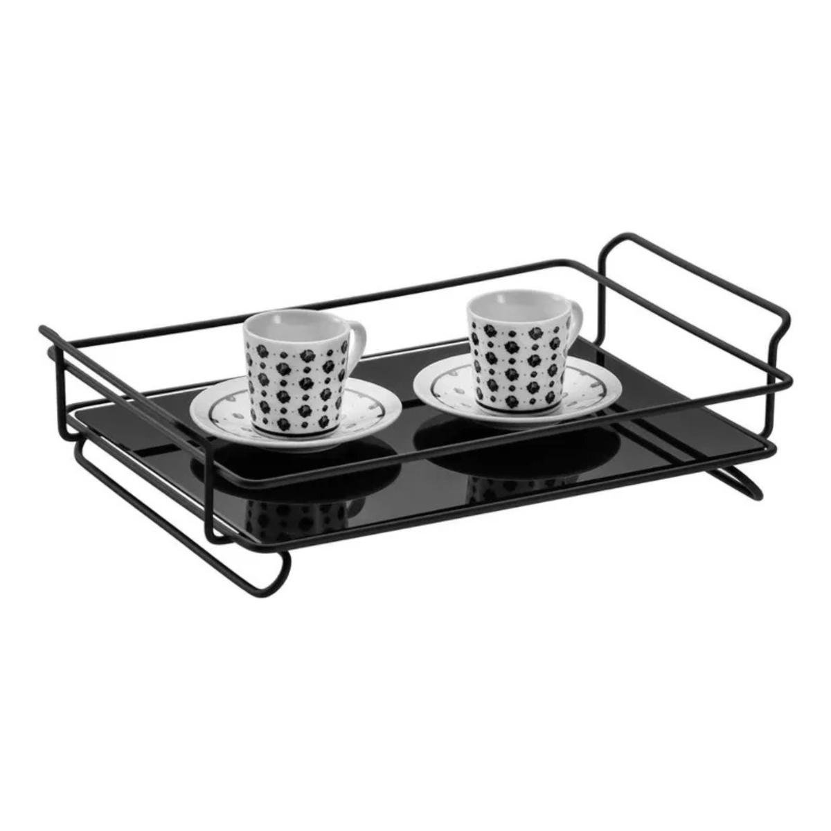 Bandeja Aramada com Vidro Iris L390 X A40 X P250mm - Preto Fosco