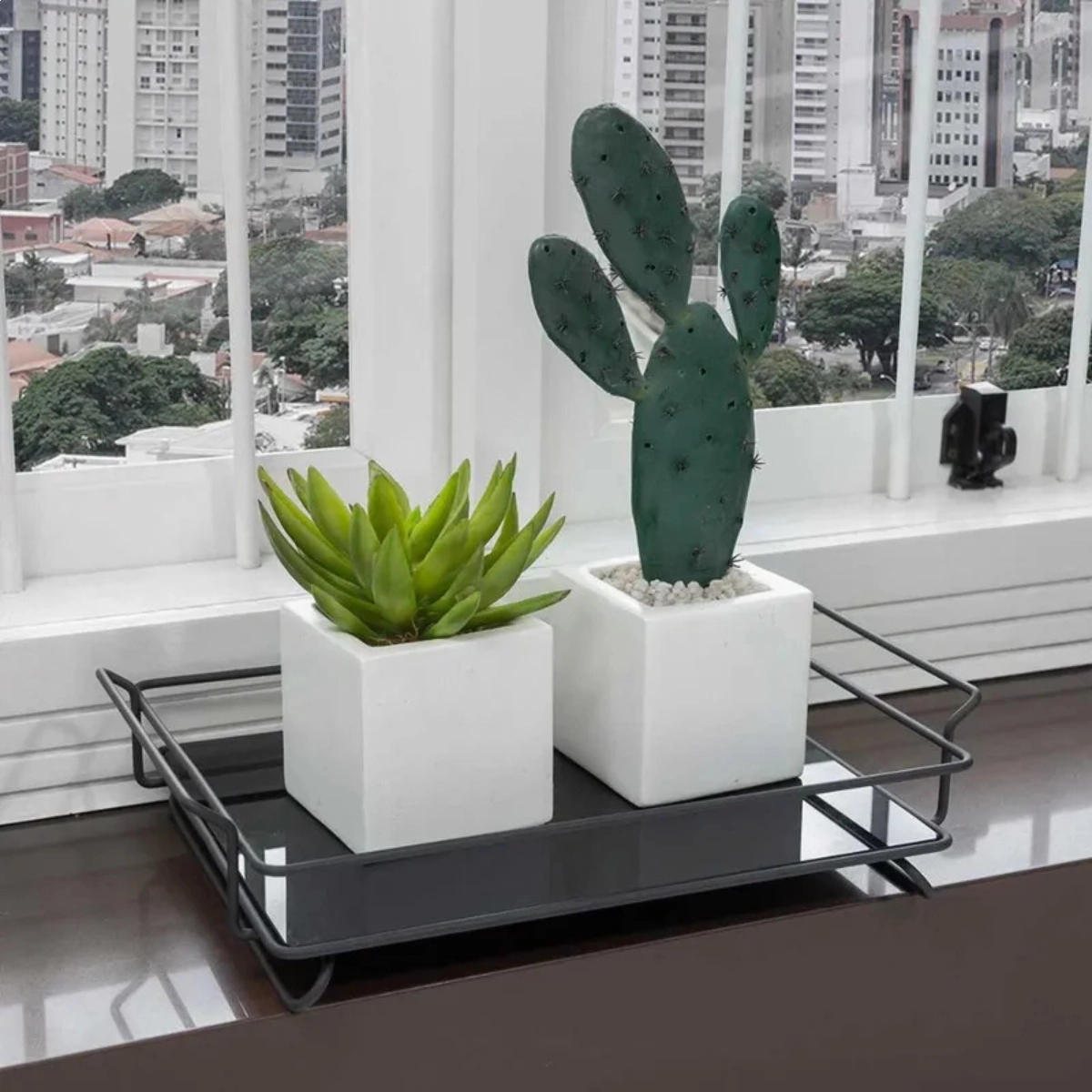 Bandeja Aramada com Vidro Iris L390 X A40 X P250mm - Preto Fosco