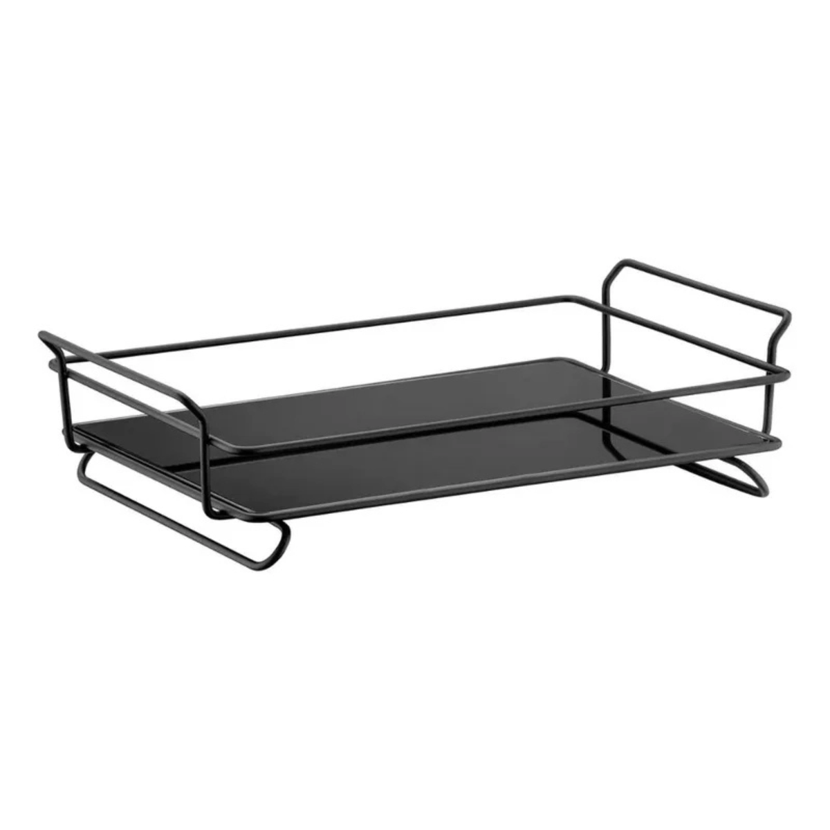 Bandeja Aramada com Vidro Iris L390 X A40 X P250mm - Preto Fosco