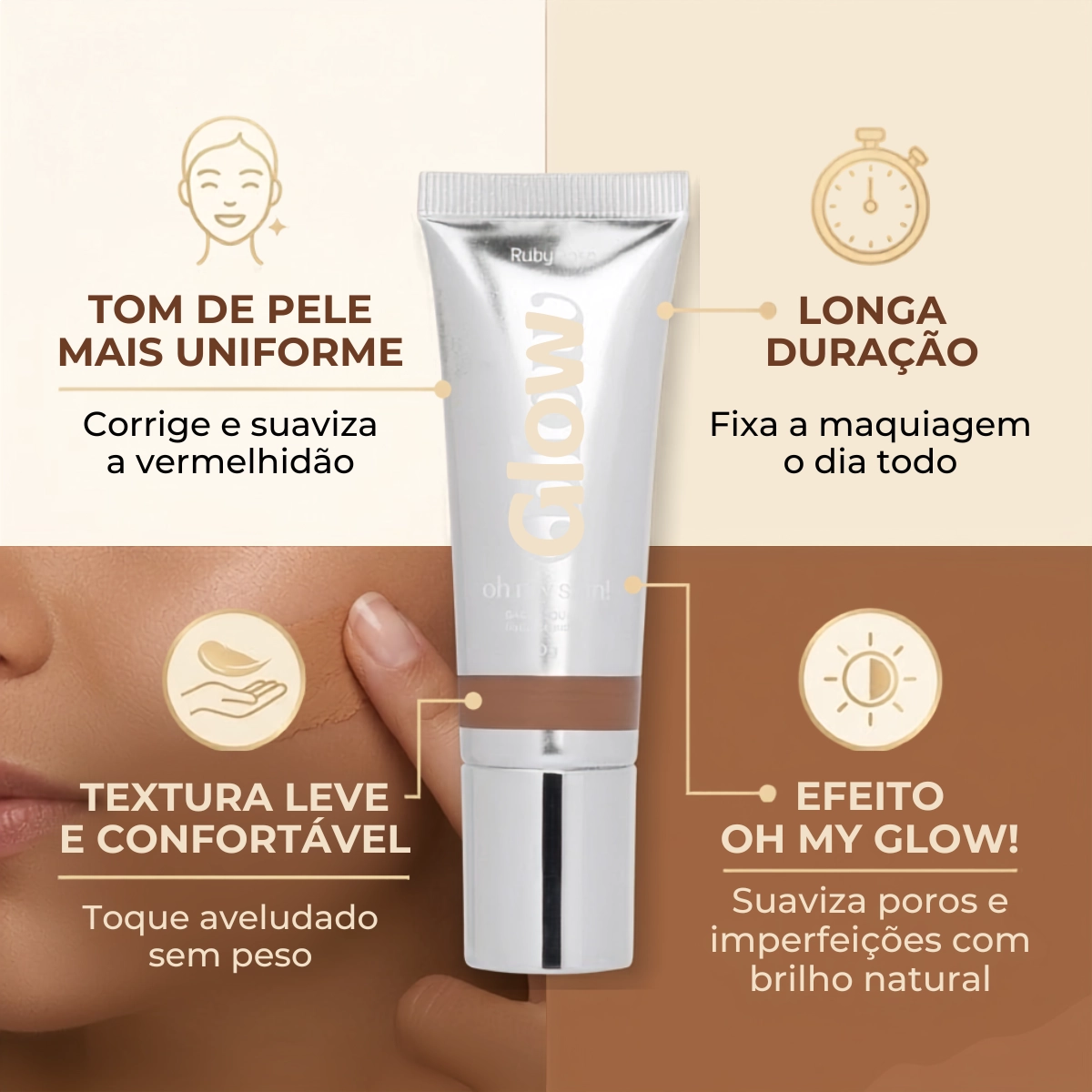 BASE LÍQUIDA OH MY SKIN FBW100 BLOW RUBY ROSE